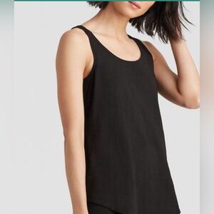 NEW EILEEN FISHER scoop neck tank black long XL